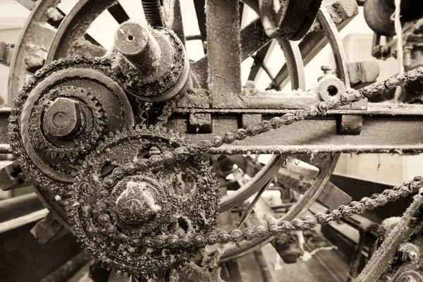 Équipement Mécanique Vintage Avec Roue Dentée Chaîne — Photo