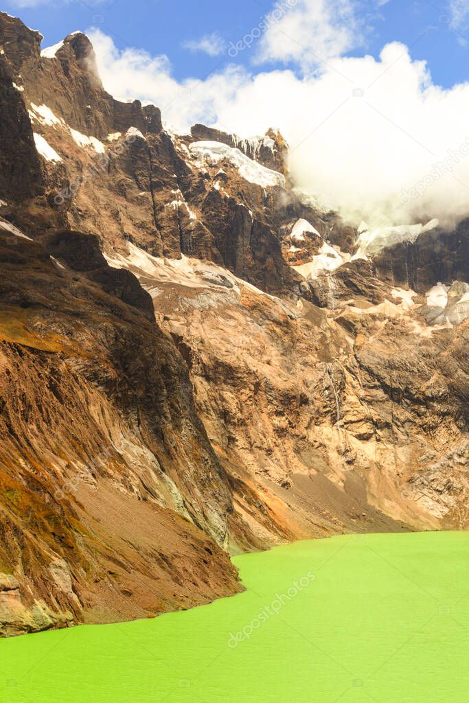 El Altar Volcano In Sangay National Park Ecuador The Green Crater Lake Is The Result Of The Melting Glacier