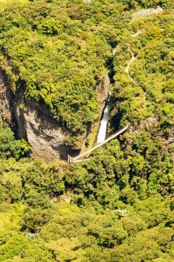 Pailon Del Diablo Waterfall Intricate Tungurahua State Ecuador Aerial Shot clipart