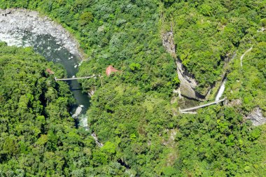 Pailon Del Devil Waterfall Intricate Tungurahua Area Ecuador Aerial Shot clipart