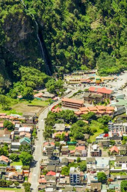 Banos de Agua Santa Tungurahua Eyaleti Ekvador Hava Telephoto Vuruşu