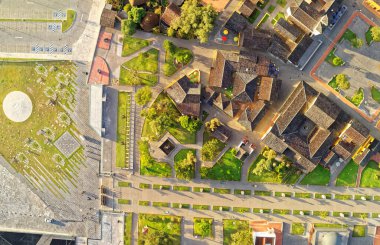 Dünya Mitad Del Mundo 'nun Quito Ekvador Park Girişindeki Hava Çekimi
