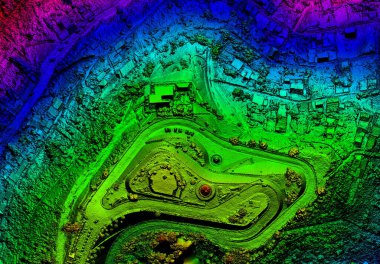 high resolution orthorectified orthorectification aerial map used for photogrammetry panecillo hill in quito ecuador clipart