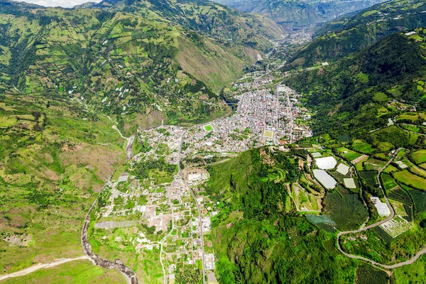 Banos Agua Santa Wide Angle Aerial Shot View — Stock Photo, Image