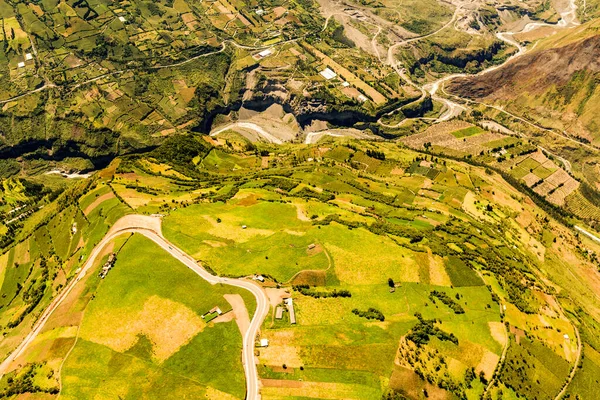 High Altitude Aerial Shot Farmland Tungurahua Province Ecuador Pastaza River — Stock Photo, Image