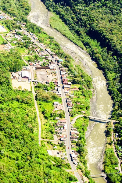 Rio Negro Village Ecuadorian Andes Aerial Shot — Stock Photo, Image