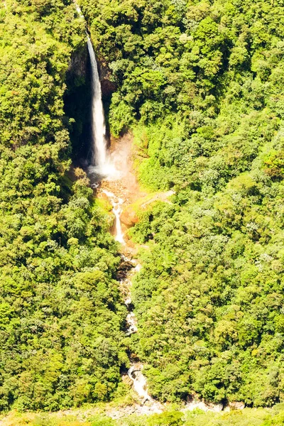 Machay Waterfall And Pan American Highway In Ecuadorian Andes