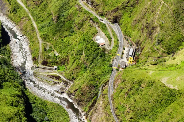 Agoyan Dam Aerial Shot Full Size Chopper Tungurahua State Ecuador — 스톡 사진