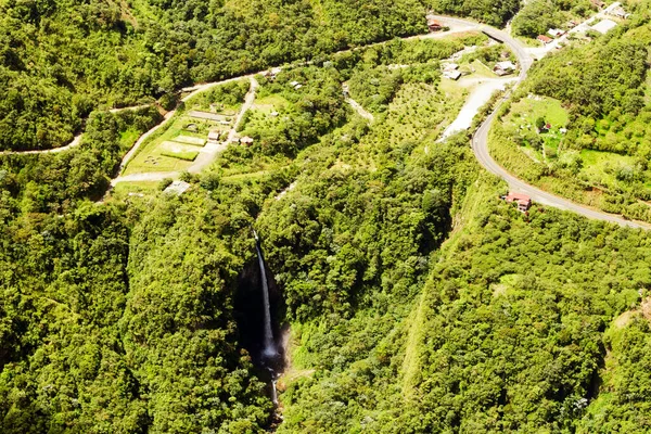 Machay Waterfall Cookware American Highway Ecuadorian Andes — Stock Photo, Image