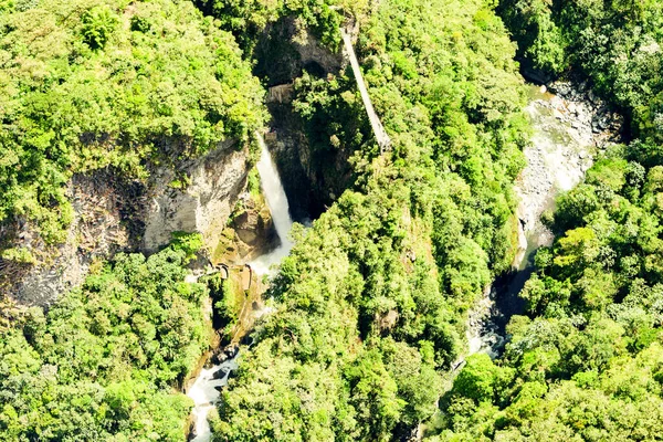 Pailon Del Satan Vodopád Komplikované Tungurahua District Ekvádor Letecký Výstřel — Stock fotografie