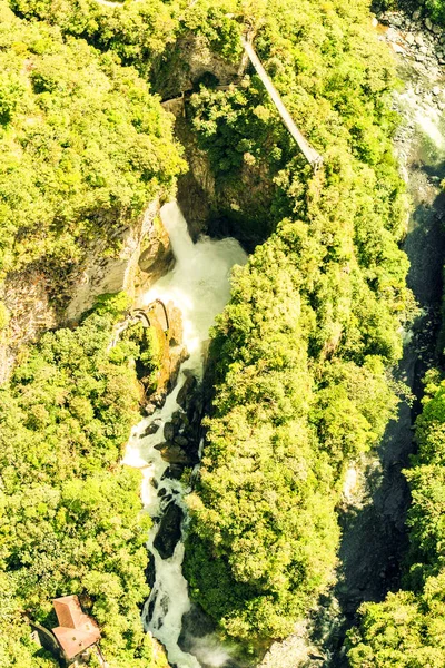 Pailon Del Diablo Waterfall Complicated Tungurahua Region Ecuador Aerial Shot — Stock Photo, Image