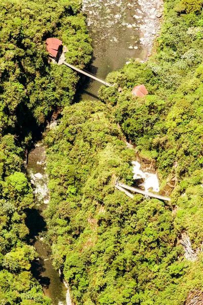 Pailon Del Devil Vodopád Intricate Tungurahua State Ecuador Aerial Shot — Stock fotografie