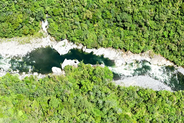 Αεροφωτογραφία Panoramic Του Ποταμού Pastaza Στις Άνδεις Υψηλής Υψομέτρου Πλήρους — Φωτογραφία Αρχείου