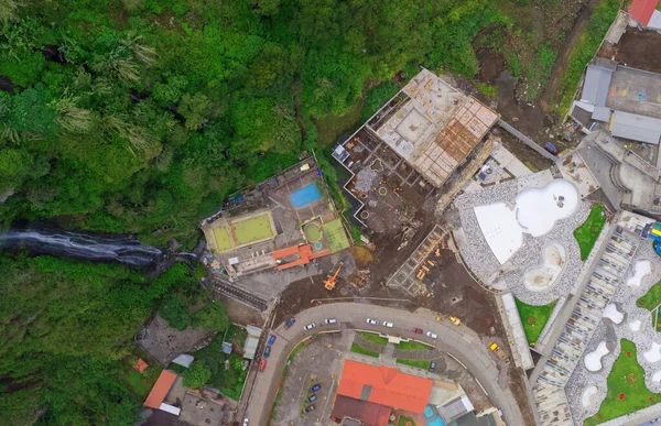 Banos Agua Santa Aerial Telephoto Tungurahua Province Ekwador Ameryka Południowa — Zdjęcie stockowe