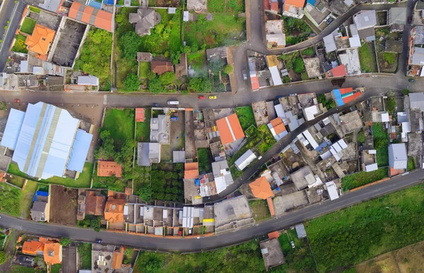 Flygfoto Över Centrum Mot Banos Agua Santa Tungurahua Provinsen Sydamerika — Stockfoto