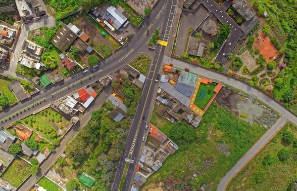 aerial view of small suburban latin america town of tungurahua province south america