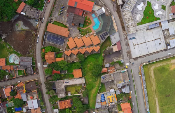 Vista Aérea Edifícios Lotados Centro Cidade Banos Água Santa Cidade — Fotografia de Stock