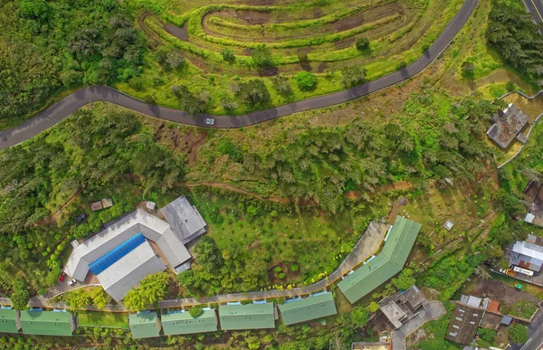 Blick Auf Die Straße Luftaufnahme Der Banos Agua Santa Tungurahua — Stockfoto