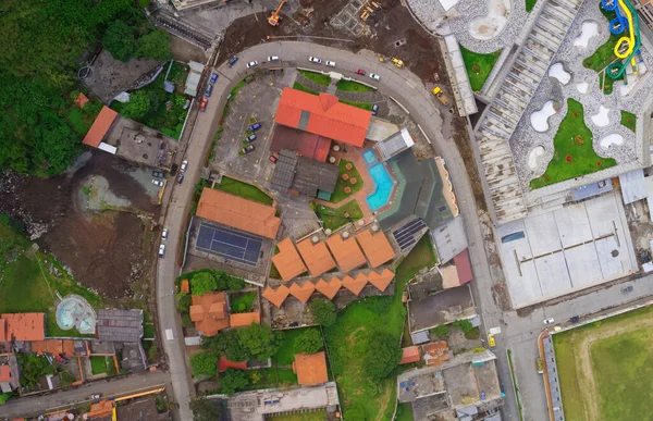 Drone Alta Altitude Disparado Banos Água Santa Cidade Latino Americana — Fotografia de Stock