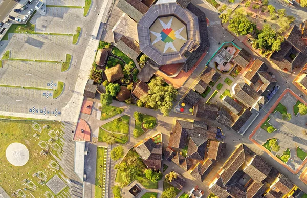 Aerial Shot Mitad Del Mundo Center World Monument Quito Ecuador — Stock Photo, Image