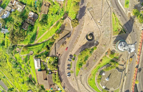 Quito Ecuador Virgen Del Panecillo Monument Important Touristic Destination Drone — Stock Photo, Image