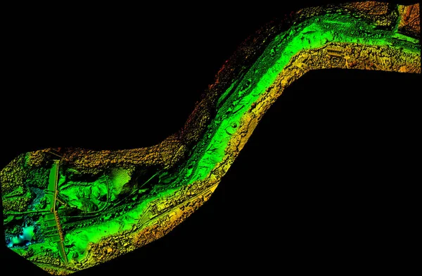 Modello Digitale Elevazione Della Diga Dell Acqua Della Tecnologia Alta — Foto Stock