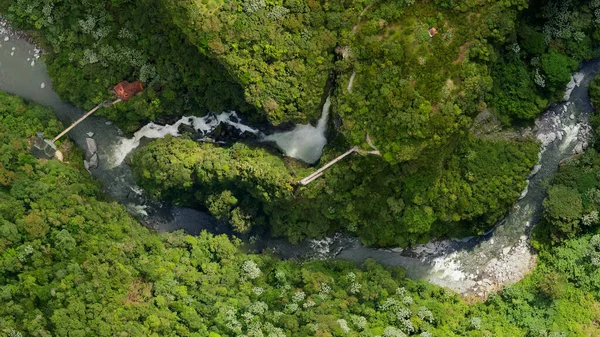 Banos Agua Santa Ecuador Pailon Del Diπwaterfall Complex热门旅游景点航图 — 图库照片