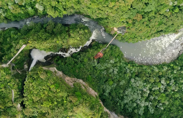 Mapa Lotnicza Pailon Del Satan Waterfall Intricate Popular Touristic Target — Zdjęcie stockowe