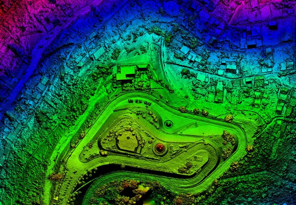 Wysokorozdzielcza Ortorektyfikowana Antenowa Mapa Ortorektyfikacji Stosowana Fotogrametrii Panecillo Hill Quito — Zdjęcie stockowe