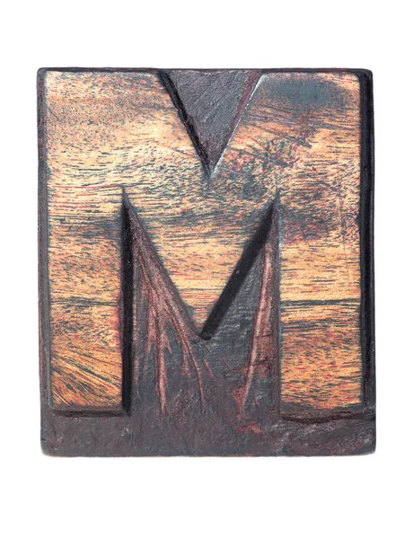 Tipografia M de madeira — Fotografia de Stock