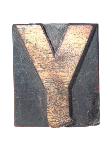 Carattere a Y in legno — Foto Stock