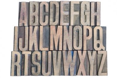 Ahşap Letterpress alfabesi