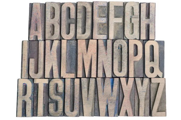 Wooden letterpress alphabet — Stock Photo, Image