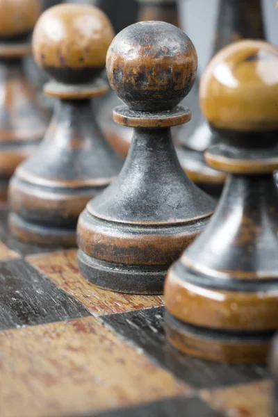 Πιόνια σκακιού μαύρο — Φωτογραφία Αρχείου