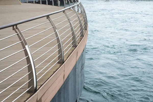 Metallic handrails deck — Stock Photo, Image