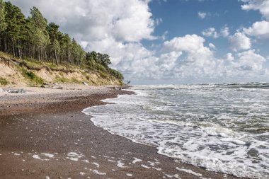 Fırtınalı denizde sahil şeridi