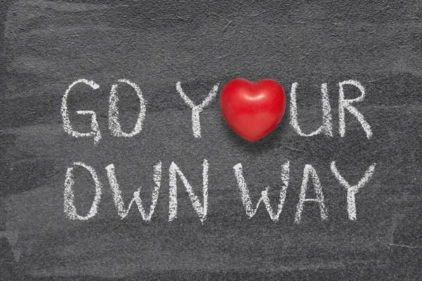 Your Own Way Phrase Written Chalkboard Red Heart Symbo — Stock Photo, Image