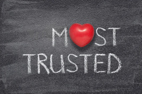 Most Trusted Phrase Written Chalkboard Red Heart Symbol — Stock Photo, Image