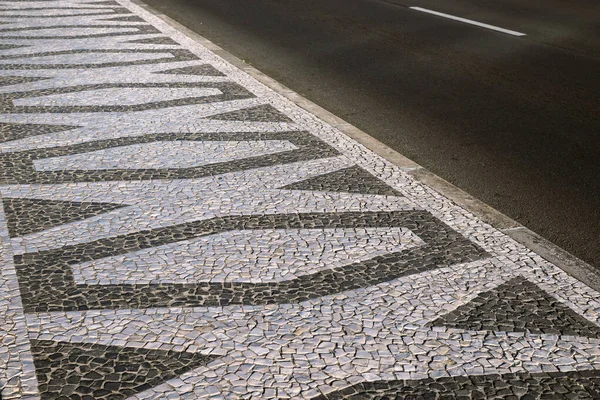 Traditional Cobblestone Tile Pavement Ornament Funchal City Madeira Island Portugal — Stock Photo, Image