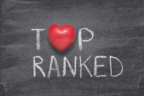 Top Ranked Phrase Handwritten Chalkboard Red Heart Symbol Instead — Stock Photo, Image