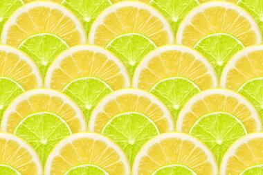 Birçok limon ve limon diliminden yapılmış taze, pürüzsüz doğal desen.