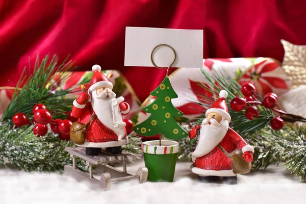 Christmas decoration with santa clauses — Stock Photo, Image