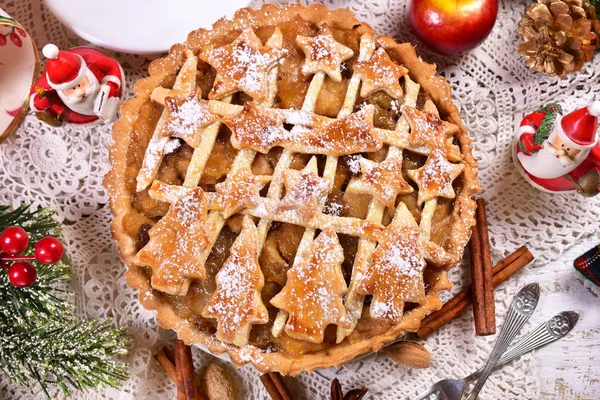 Tarte aux pommes de Noël maison — Photo