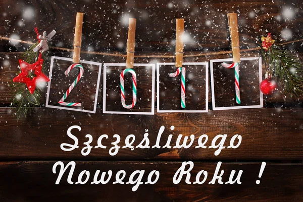 La tarjeta de felicitación para un nuevo año 2017 en polaco —  Fotos de Stock