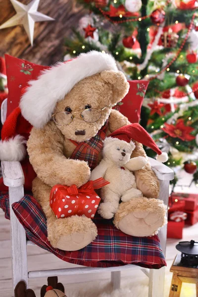 Teddybären feiern Weihnachten — Stockfoto
