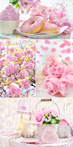 Romantische afbeelding collage in pastel kleuren — Stockfoto