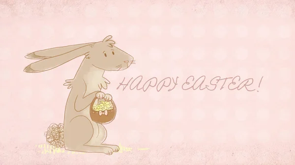 Wielkanocne z życzeniami z cute Zajączek ilustracja — Zdjęcie stockowe