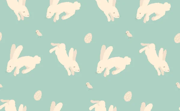 Fond de Pâques menthe avec illustration de lapins mignons — Photo