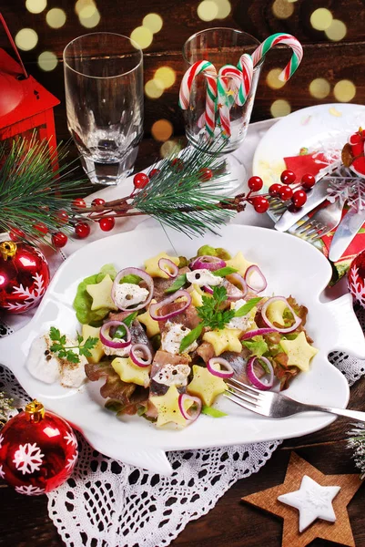 Herring and potato salad for Christmas — Stock Photo, Image