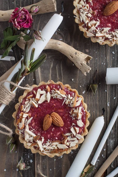 Tartas de almendras praliné rosa caseras — Foto de Stock